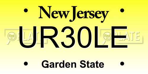 UR30LE New Jersey License Plate