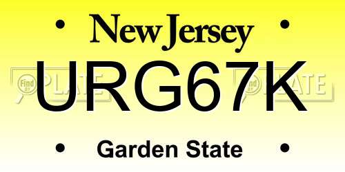 URG67K New Jersey License Plate