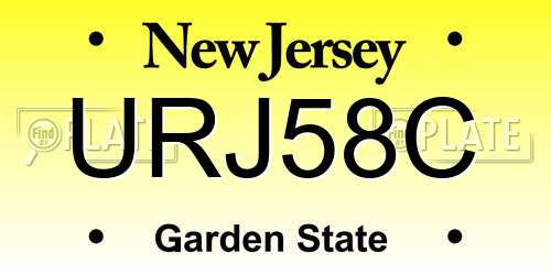 URJ58C New Jersey License Plate