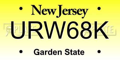 URW68K New Jersey License Plate