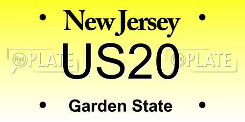 US20 New Jersey License Plate