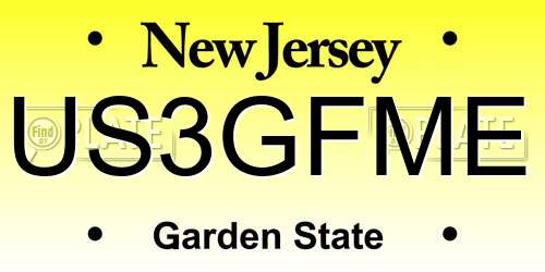US3GFME New Jersey License Plate