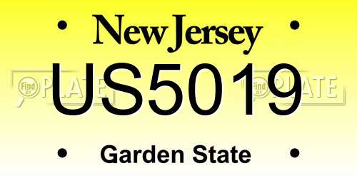 US5019 New Jersey License Plate