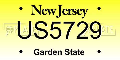 US5729 New Jersey License Plate