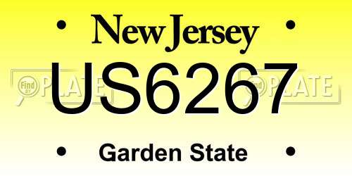 US6267 New Jersey License Plate