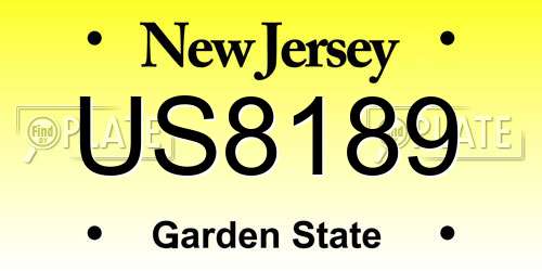 US8189 New Jersey License Plate