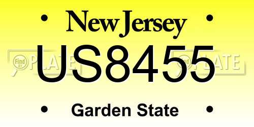 US8455 New Jersey License Plate