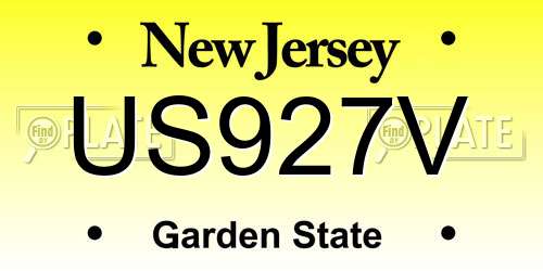 US927V New Jersey License Plate