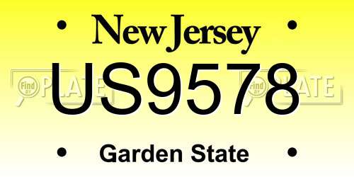 US9578 New Jersey License Plate