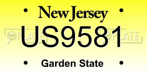 US9581 New Jersey License Plate
