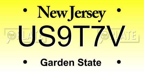 US9T7V New Jersey License Plate