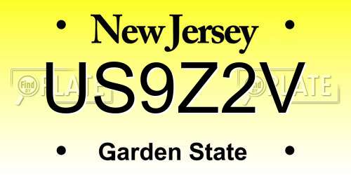 US9Z2V New Jersey License Plate