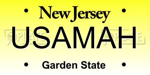 USAMAH New Jersey License Plate