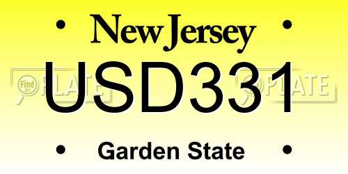 USD331 New Jersey License Plate