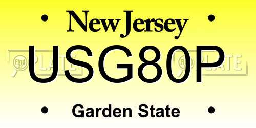 USG80P New Jersey License Plate