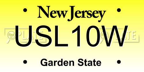 USL10W New Jersey License Plate