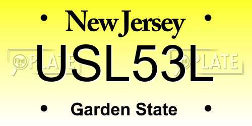 USL53L New Jersey License Plate