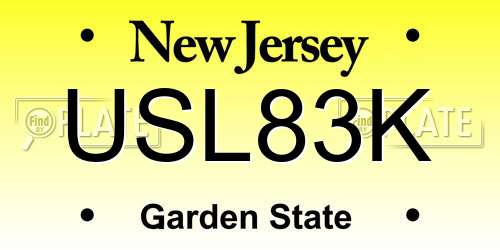 USL83K New Jersey License Plate