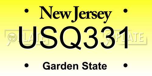 USQ331 New Jersey License Plate