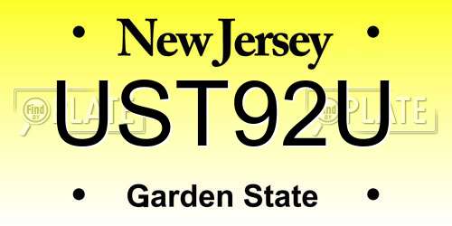 UST92U New Jersey License Plate