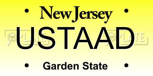 USTAAD New Jersey License Plate