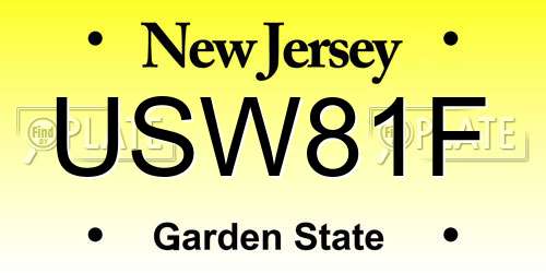 USW81F New Jersey License Plate