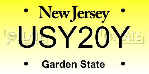 USY20Y New Jersey License Plate