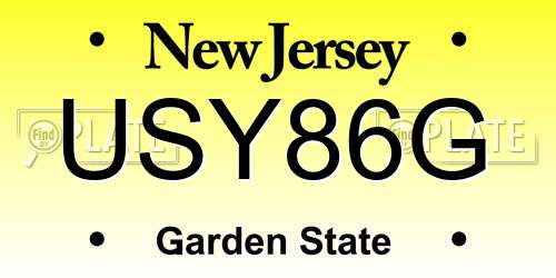 USY86G New Jersey License Plate