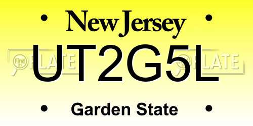 UT2G5L New Jersey License Plate
