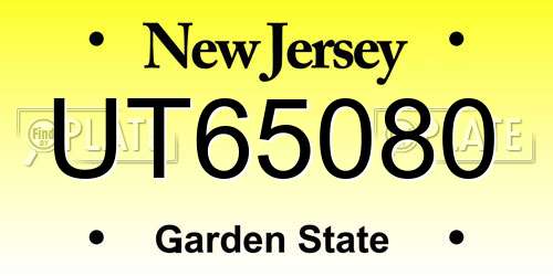 UT65080 New Jersey License Plate