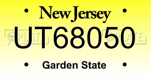 UT68050 New Jersey License Plate