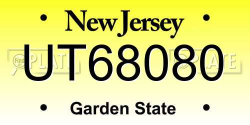UT68080 New Jersey License Plate