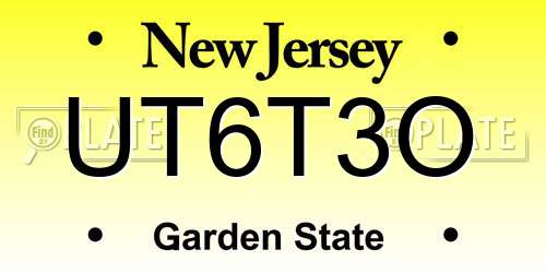 UT6T3O New Jersey License Plate