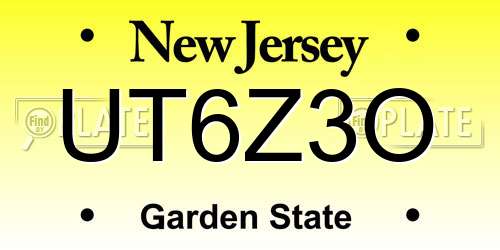 UT6Z3O New Jersey License Plate