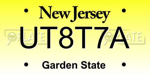 UT8T7A New Jersey License Plate