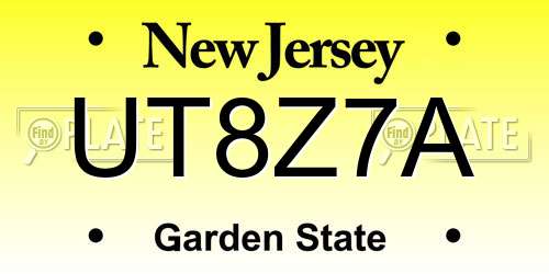 UT8Z7A New Jersey License Plate