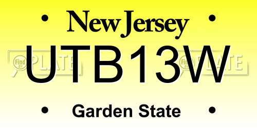 UTB13W New Jersey License Plate