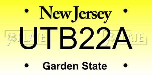 UTB22A New Jersey License Plate