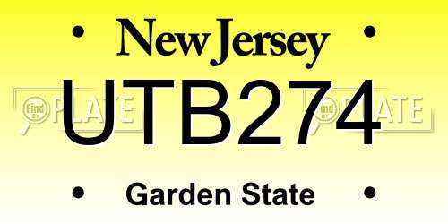 UTB274 New Jersey License Plate