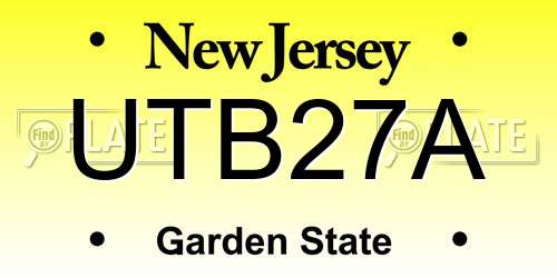 UTB27A New Jersey License Plate