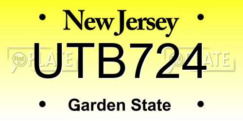 UTB724 New Jersey License Plate