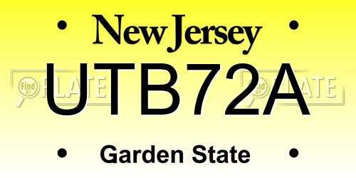 UTB72A New Jersey License Plate