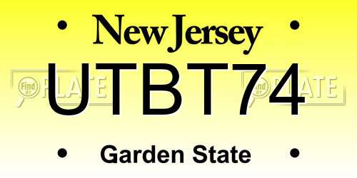 UTBT74 New Jersey License Plate