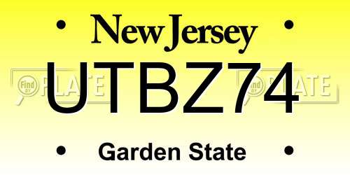 UTBZ74 New Jersey License Plate