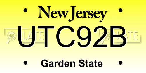 UTC92B New Jersey License Plate