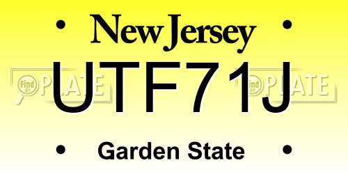 UTF71J New Jersey License Plate