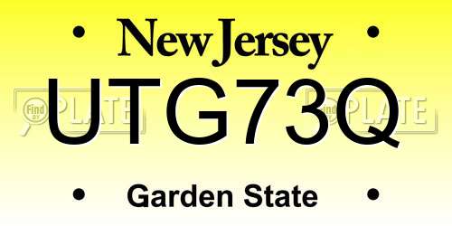 UTG73Q New Jersey License Plate