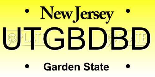 UTGBDBD New Jersey License Plate