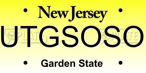 UTGSOSO New Jersey License Plate