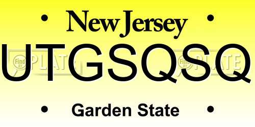 UTGSQSQ New Jersey License Plate